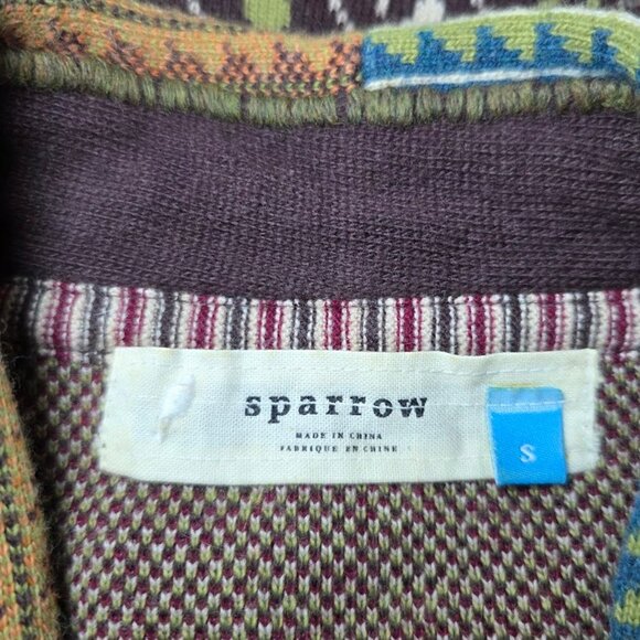 Sparrow Anthropologie Patchwork Jacquard Cardigan Sweater Wrap S - Picture 14 of 16